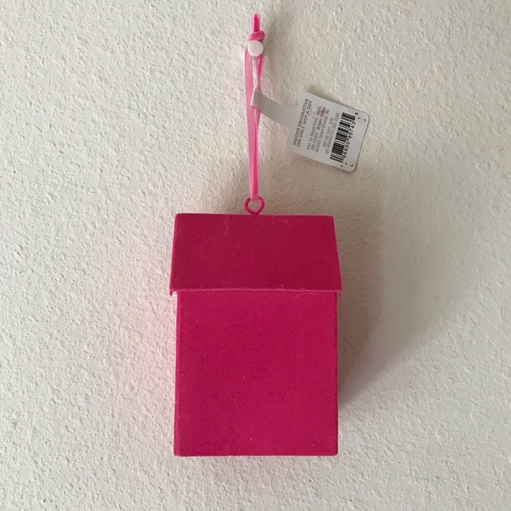 NWT Wondershop Hot Pink Townhouse Cottage Flocked Christmas Ornament - Picture 3 of 6